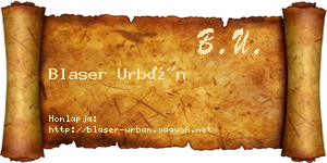 Blaser Urbán névjegykártya
